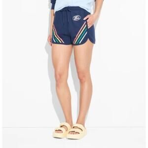 NWT Ford Cars Striped Graphic Shorts Blue Women's Size Medium Retro Lounge Comfy